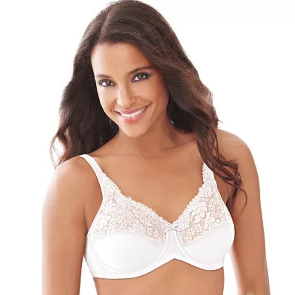 Lilyette by Bali $45 White Full-Coverage Minimizer Underwire Bra 38D
